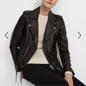 Theory Black Leather Moto Jacket with Silver Hardware Barely Worn